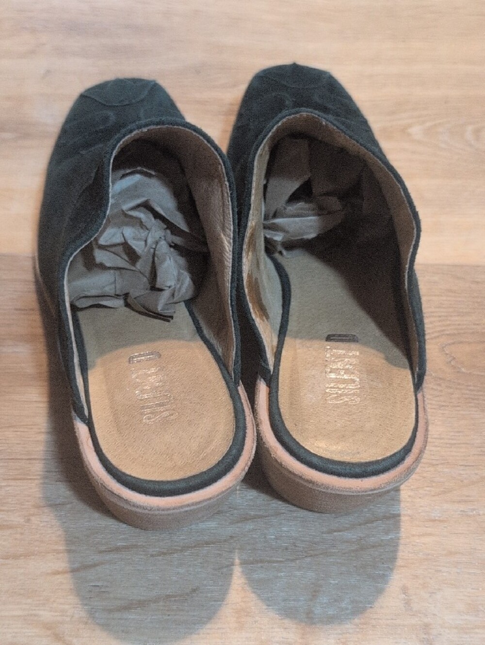 ANTHRO Silent D Black Suede Floral Slip-On Mules - Picture 4 of 9